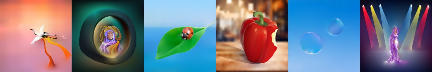 Smooth vector graphics images.